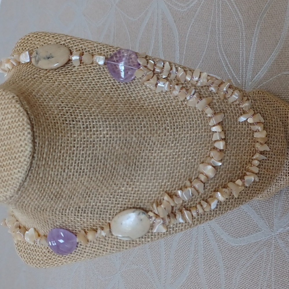 Seashell, Amethyst, Jasper Necklace